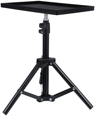 LOEFLIFA Supporto Proiettore Regolabile da Tavolo e Terra con Treppiede Stabile in Abs e Ferro Stand Compatto Salvaspazio per Videoproiettori e Laptop Montaggio Semplice per Ufficio e Casa