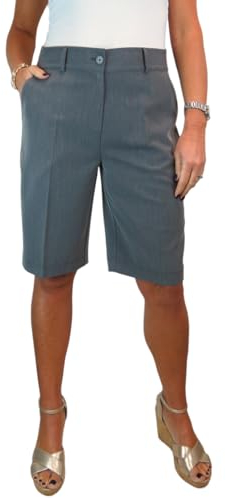 Ladies Smart Knee Length Bermuda Shorts - Women's Tailored Summer Shorts Marl Grey Ideal for Bowling 8-22 (8)