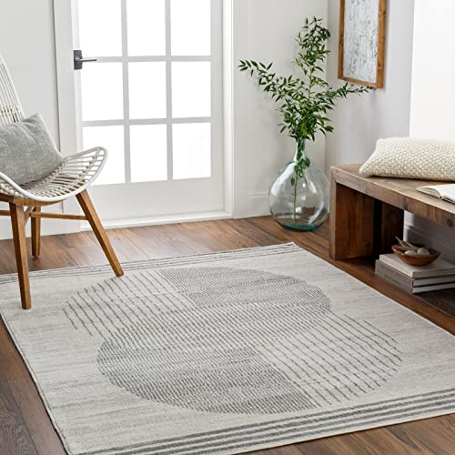 Livabliss Mombasa Wohnzimmer Boho, großer Schlafzimmer 200x275 cm, Esszimmer mit geometrischem Muster, Skandinavischer Wohnzimmer modern in Beige und Hellgrau