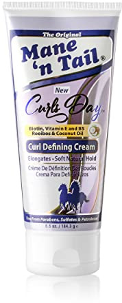 Mane 'n Tail Curls Day - Curl Defining Cream 184.3g. Aids manageability, lasting definition, and flexible hold. Adds shine and softness while eliminating frizz.