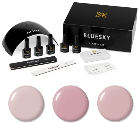 Bluesky Gel Nail Polish Starter Kit - Nudes, with 24W UV LED Lamp Dryer, 3 x 10ml Polishes, Cleanser Wipes, Top and Base Coat, File Buffer, 7 Piece Set, 0.9 kilograms, Pack of 1