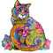 WOODVIO - Holzpuzzle für Erwachsene und Kinder - Katze, tierförmiges Fantasiepuzzle, 208 einzigartige Stücke, Größe King (45 x 43 cm)