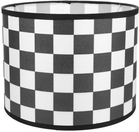 Black Plaid Fabric Lamp Shade E27 Round Square E27 Socket | Replacement Cover for Table Floor Lamps, Easy Install, Lightweight, Bedroom Boy Girl Room Decor