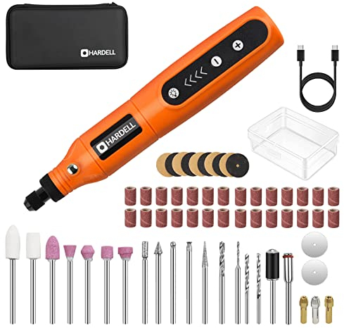 HARDELL Mini Cordless Rotary Tool, USB Charging, 5-Speed Rotary Tool Kit with 61 Accessories, Multi-Purpose 3.7V Power Multi Tool for Sanding, Polishing, Drilling, Etching, Engraving, Cutting, DIY