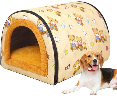 Cálido para mascotas, cómoda caseta para perros para todas las estaciones, casa cerrada para perros medianos y pequeños con asa para balcón, jardín, sala de estar, dormitorio, viajes Maodom