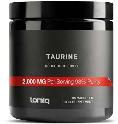 Toniiq 2000mg Taurine Supplement - High Purity Taurine Powder Capsules, 98%+ Pure, Third-Party Lab Tested - Potent, Non-GMO, Gluten-Free, Effective Formula 45 Optimal Servings Per Bottle