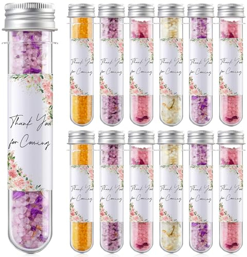 Dimsile 12 Pcs Aromatherapy Bath Salts Test Tube Bath Salts for Women Relaxing Spa Gifts Set for Wedding Christmas Birthday Baptism Party Favors (Floral)