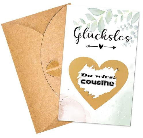 ZELAITE Schwangerschaft verkünden Cousine mit Rubbelkarten, Rubbelkarte Du wirst Cousine mit Kuvert, Überraschung Geschenke für die Familie zum Schwangerschaft verkünden (Cousine)