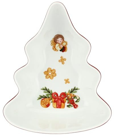THUN, Ciotola a Forma di Albero in Porcellana, Versione Media, Collezione Sorprese di Natale, Ciotola da Collezione, Idea Regalo per Natale, 16,2 x 20 x 7,4 cm