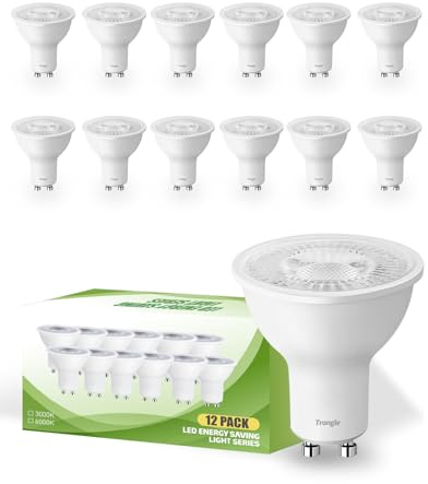 Trongle Lampadina GU10 LED 7W 3000K, 550 Lumen, Pacco da 12, Non Dimmerabile, Sostituisce Alogene da 50W, Ideale per Illuminazione di Casa, Cucina, Camera, Certificazione CE