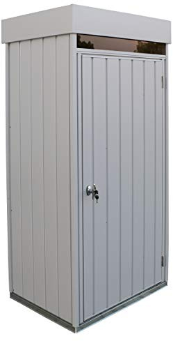 Duramax Palladium Aufbewahrungsschrank Eintüriger mit Dachterrasse und vorderem Oberlicht, Lagerschrank für den Garten, Gartenschrank, inklusive verstellbarem Regalset, silberfarben