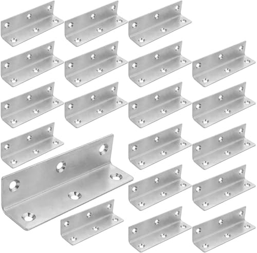 ASelected 22 Pezzi Piastra di Riparazione in Acciaio Inox 100 x 25 x 2 mm, Piastra di Giunzione e Staffa di Collegamento per Mobili, Legno, Armadi, Tavoli e Riparazioni