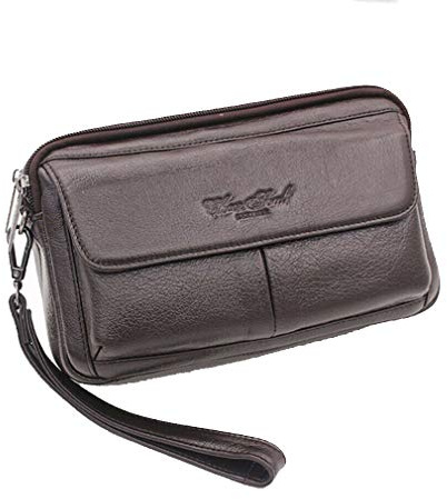 Hebetag Borsa Da Polso In Pelle per Uomo Donna Business Travel Outdoors Organizer Cinturino Da Polso Pochette Fanny Portafoglio Custodia Multipla Porta Telefono caffè