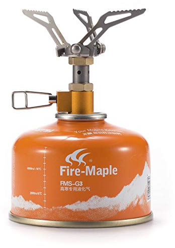 Fire-Maple FMS-300T Ultraleichter Titan Rucksack Camping Gas Kocher 2600W Taschen Rucksackkocher, Campingkocher Faltbarer Brenner Outdoor-Trekking, Wandern, Angeln Orange