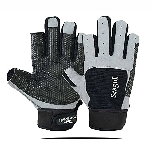 Azure Sticky Palm Sailing Gloves Strong Amara Enforced Palm Breathable Full Finger Boating Gloves | Skiing | Sailing | Boating | Fishing | Canoeing | Kayaking | Riding | Indoor-Outdoor XXL