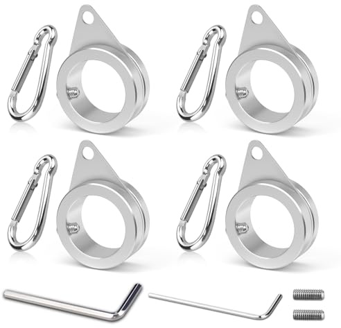 Loretoy fästen-ringar av aluminiumlegering, 360° roterbar, roterande flagghållare, flaggstångsset med karbinhake för 1,9–2,5 cm master, diameter 2,5 cm, silver, 4-pack