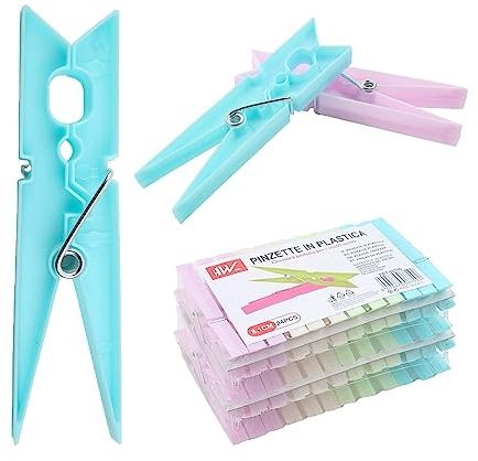 24 Pezzi Mollette in Plastica Macaron,Evita Che i Vestiti Cadano,Pratica Molletta Multifunzionale