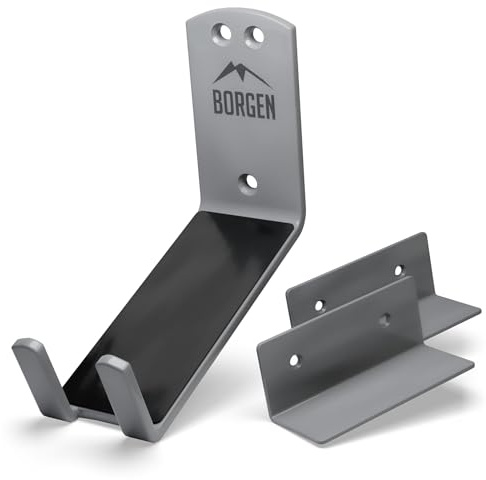 Borgen Bike Wall Mount Pedal Hook for E-Bikes, MTB & Road - Bicycle Wall Mount with Support Brackets and Wall Protection Pads, Suitable as Bike Rack Garage Bike Storage Shed and Bicycle Storage Indoor