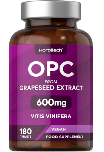 OPC Traubenkernextrakt Hochdosiert | 95% Reines OPC Grape Seed Extract Supplement | 600mg | 180 Vegane Tabletten | Horbaach