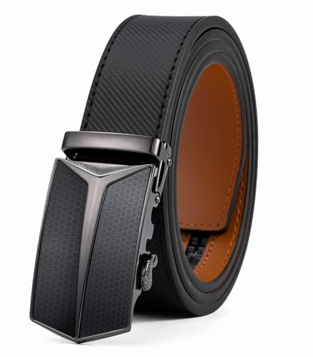 VRLEGEND Herrbälte, automatiskt spärrbälte för män 35 mm brett med presentförpackning, svart, Taille 44W-48W=Totale 140cm