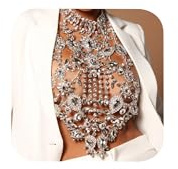 Rhinestone Silver Body Chain Sexy Mesh Bra Top for Women Crystal Chain Bra Dress Sparkling Bralette Bikini Necklace Top for Rave Accessories Festival Outfit