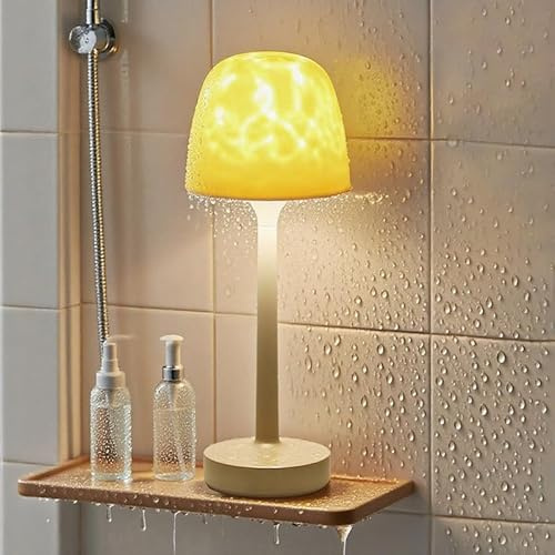 Lampada Bagno Ricaricabile con Proiettore Aurora Boreale – Luce LED Impermeabile per Doccia e Interno Bagno, Lampada da Tavolo Senza Fili, Luce Atmosfera Bagno con Telecomando e Illuminazione Bagno
