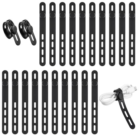 20 Stück Silikon Kabelbinder, Wiederverwendbar kabel organizer,Multifunktionale Kabelorganisator Kabelhalter Draht für Büro Küche Schule Kabelmanagement(Schwarz)