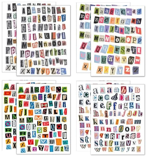 VOOSFSIE 568 Piezas Revista Letras Adhesivos, Pegatinas Del Alfabeto Autoadhesivas Vintage Scrapbooking Letras Adhesivos Pequeños Stickers, para Accesorios de Scrapbooking Journaling Laptop