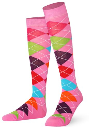 Mysocks Calcetines Unisex Hasta La Rodilla Argyle 7 colores rosado