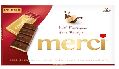 merci Tafelschokolade Edel-Marzipan – 1 x 112g – Feinste Täfelchen aus Edel-Zartbitterschokolade mit Edel-Marzipan Füllung (38 Prozent)