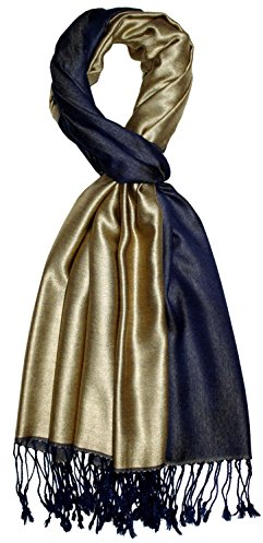 Lorenzo Cana Herren Wendeschal - DUNKELBLAU GOLD - 70% Seide 30% Viskose Schaltuch 70 cm x 190 cm zweifarbig Schal wendbar Double Face 7842511