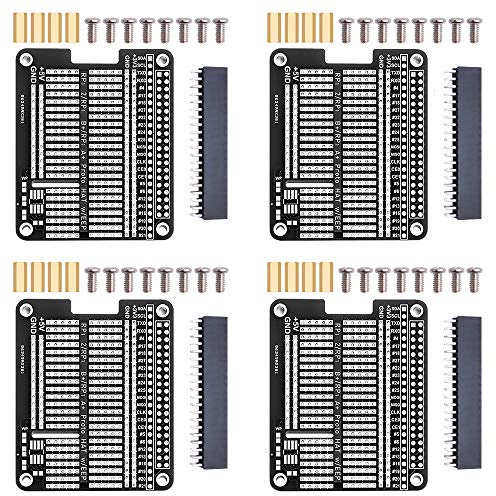 GeeekPi 4x Prototype Breakout DIY Breadboard PCB Shield Board Kit for Raspberry Pi 4B & Raspberry Pi 3 2 B+ A+ (Black)