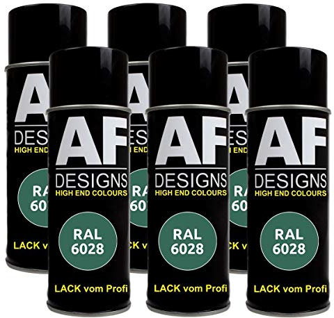 Alex Flittner Designs 6X Ral Pintura en Espray Pintura Coche Laca Colorida Lata de Aerosol RAL6028 Kieferngruen Mate