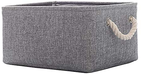 CREADARD Fabric Storage Basket, Foldable Linen Storage Box for Nursery and Home, Collapsible Canvas Shelf Basket for Wardrobe or Bedroom, Grey