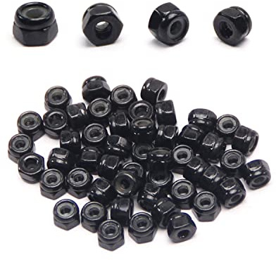 50Pcs M2 x 0.4mm Carbon Steel Hex Lock Nuts, Nylon Insert Self-Locking Nut