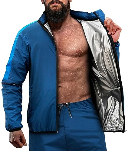 RDX Sauna Suit, Full Body Heat Sweat Suit, REACH OEKO TEX 100 CERTIFIED, Men Women Adults Kids Anti Rip Long Sleeves Tracksuit Boxing MMA Slimming Gym Fitness Running Workout Zipper Jacket, Top Bottom