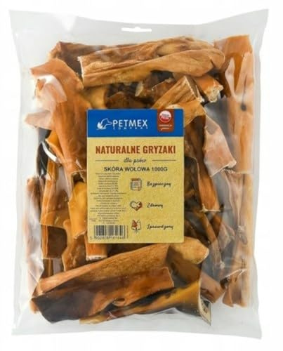 KT-Pets Peau de tête de bœuf 1000 g | Morceaux | 100% bœuf | Friandise à mâcher de qualité supérieure | Nettoyage idéal des Dents