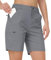 MoFiz Women's Hiking Cargo Shorts Lightweight Summer Casual Shorts Quick Dry Outdoor Walking Travel Golf Short Pant with Zip Pockets Light Grey Size L