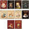 CREATCABIN 10 Stück Vintage Kaffee Leinwand Wandkunst Leinwanddruck Wandbilder Kaffee Mokka Cappuccino Druck Poster Kunstwerk Wanddekorationen Rechteck Faser Öl Für Restaurant 25x20cm Ungerahmt