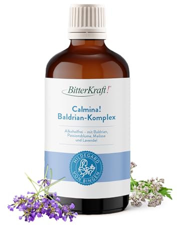 Calmina! Baldrian-Komplex 100 ml – Tropfen mit Baldrian, Hopfen & Lavendel + Vitamine – vegan & alkoholfrei – Made in Germany