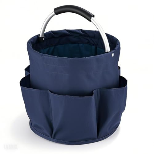Fiabgum Cestino porta Attrezzi con 6 Tasche Esterne,Carrello Pulizie con Manico, Contenitore Organizer per La Pulizia Professionali, Borsa per La Pulizia,Facile da Pulire e Trasportare(Blu)
