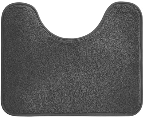 DqiUnaX WC Vorleger Mit Ausschnitt, Toiletten Teppich Mit Ausschnitt, Badezimmer Vorleger 50x40cm, Klo Teppich, Toilettenteppich, Toilettenvorleger, Antirutsch, Grau