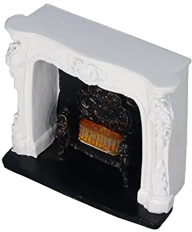 ZAICOLER Cheminée LED Miniature, Décor Rococo Portable pour Maison de Poupée, Matériau en Résine à L'échelle 1:12