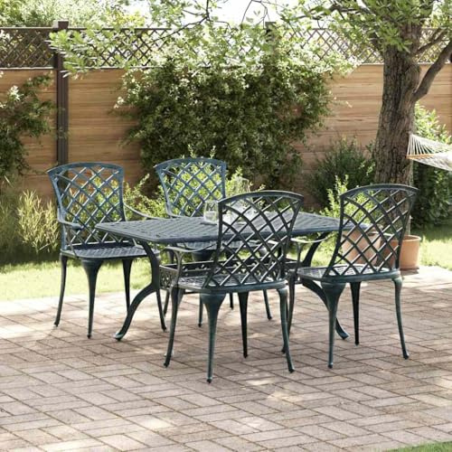 YunCangg Garden Chairs Set of 4 Green Aluminium 61 x 60.5 x 93 cm Stackable Chair with Backrest and Armrest Adjustable Weatherproof for Balcony Patio Outdoor