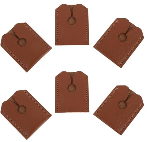 TEHAUX 6pcs Pu Leather Razor Head Covers for Men Manual Razor Blade Protectors with Easy Installation for Grooming and Blade Preservation