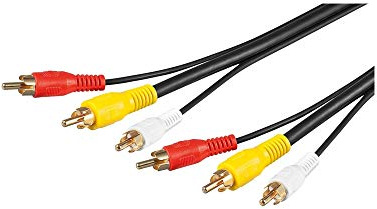goobay Cinch Kabel 15m, Composite Audio Video AV Kabel, 3x Cinch Stecker auf 3x Cinch Stecker, RG59 Videoleitung, vergoldet - 50342