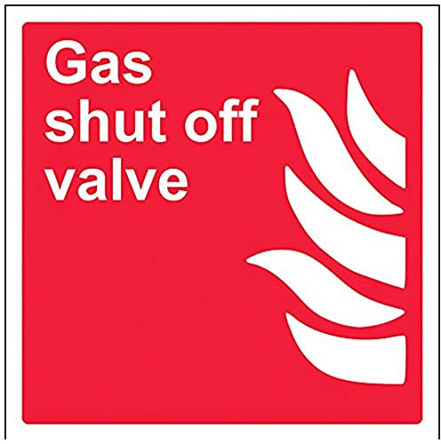 V Safety Gas Shut Off Valve Sign - 200mm x 200mm - 1mm Rigid Plastic