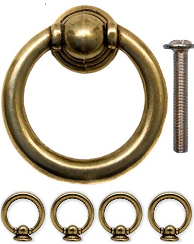 Fuxxer 4 maniglie anticate per cassetti, con occhielli in ferro, in ottone bronzo, 35 mm
