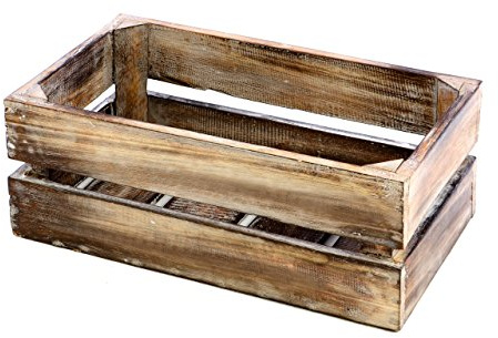 Divero Handgefertigte Holzkiste im Vintage-Look, Braun Geflammt, Vielseitig Einsetzbar, Größe XS - 36x17x15cm