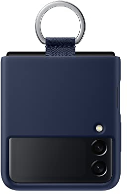 Samsung Silicone Cover Smartphone Cover mit Ring EF-PF711 für das Galaxy Z Flip3 5G, Handy-Hülle, Silikon, Schutz Case, stoßfest, dünn und griffig, Dunkelblau